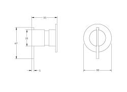 Waterevolution S22 inbouw douchemengkraan chroom T44201 tekening